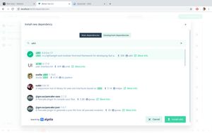 Browser showing Vue cli UI